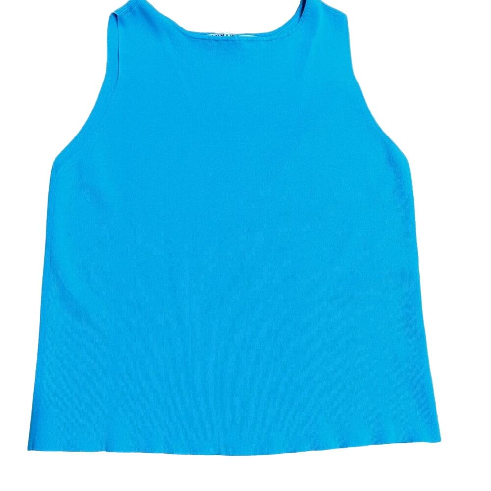 Hannah Woman's Plus Tank Top Women's 1X Aqua Blue Knit High Neck Sleeveless